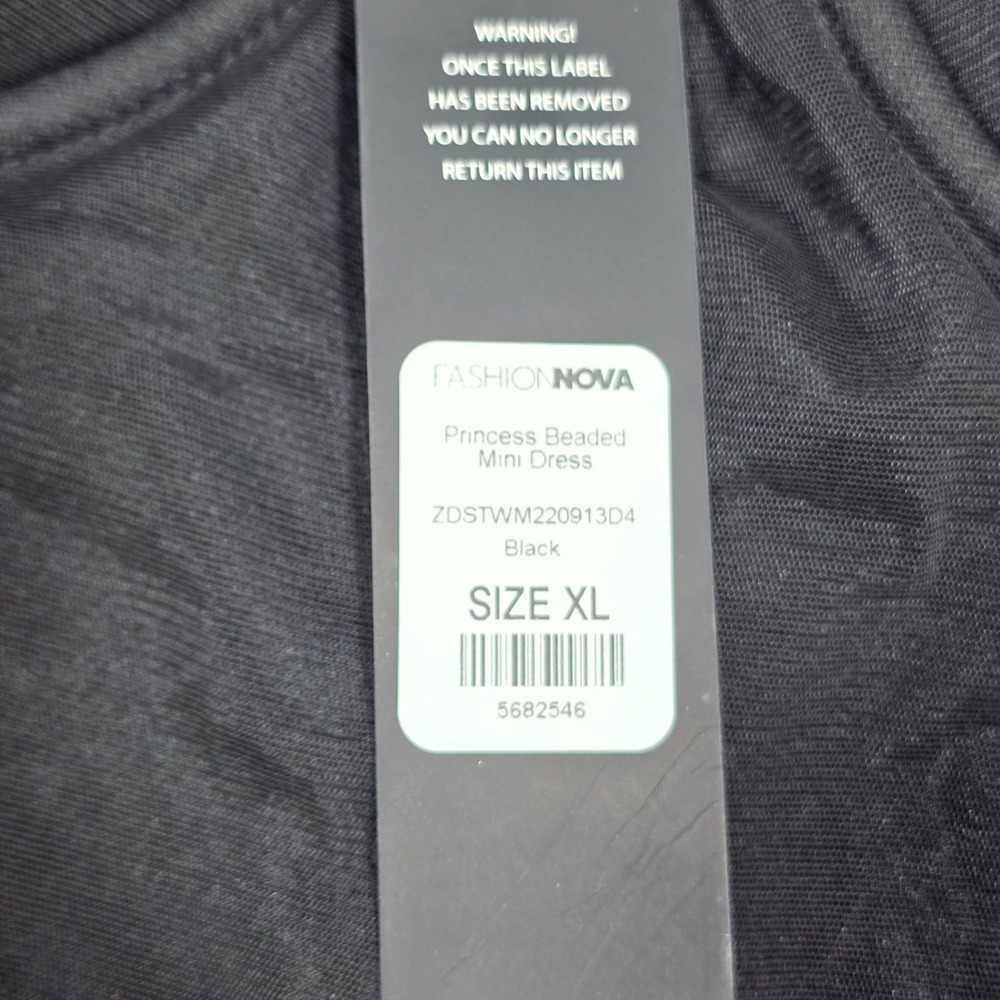 Fashion Nova Mini Dress Women XL Black Princess Beaded Ruched Mesh Bustier Party - Picture 8 of 10